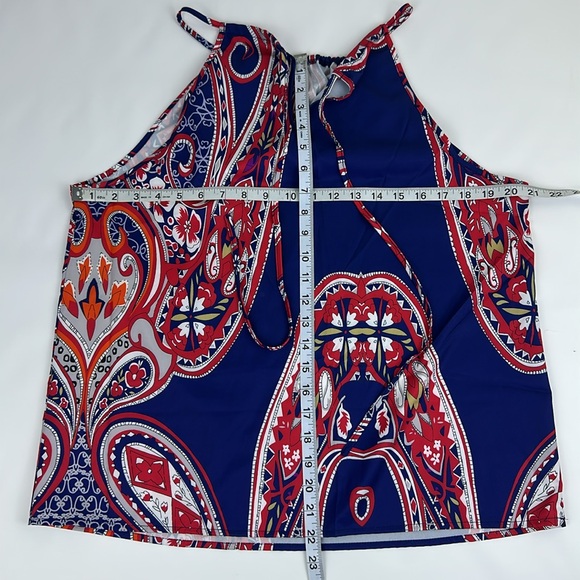 Women’s Halter Neck Dress/Casual Top. Navy Blue/Red Multi. Size XL. NWOT - Picture 2 of 5